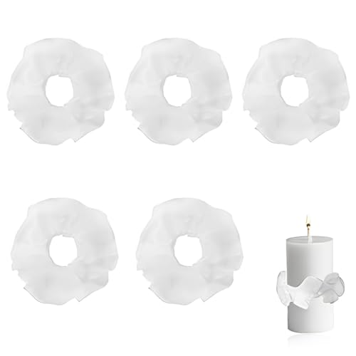 XUZOPIM 5 Pièces Protection Anti-Gouttes Bougies, Organza Blanche Attrape-Gouttes, Anneaux De Bougies Tulle, Decoration De Bougie, Pour Bougies De Communion, De Baptême, De Mariage