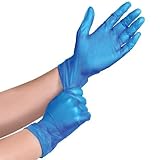 100er-Pack blaue Vinylhandschuhe – Einweghandschuhe, puderfrei, latexfrei für...