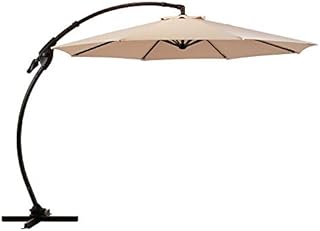 Grand Patio Napoli 11 FT Cantilever Offset Umbrella Aluminum Frame, Crossbar Base Side Mount Umbrella with 360° Rotation, Beige
