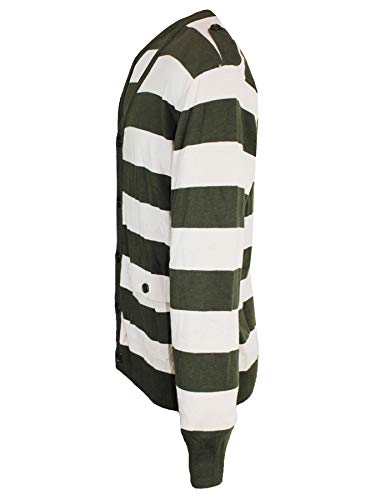 Big and Tall Men's Striped Cardigan Sweater with Button Closure2