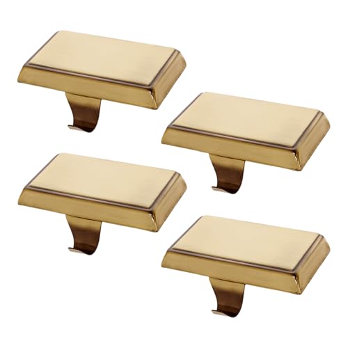 Image of Ulico Christmas Stocking Holders, Mantel Stocking Hangers, Weighted Metal Hanging Hooks, Stocking Holders Bases for Mantel, Fireplace Xmas Party Decoration (Bronze, 4 Pcs)
