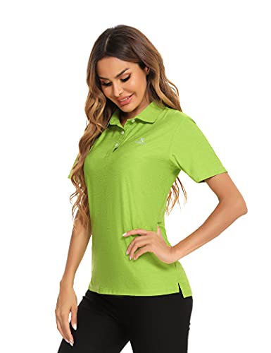 Kabeifu Women's Golf Polo Shirts Short Moisture Wicking Quick Drying For School Office (Fruit Green, M) #TOP4