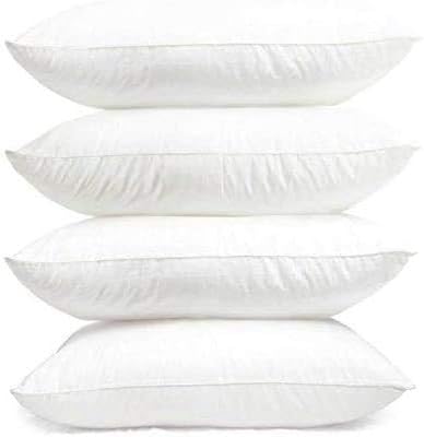 British Home Bedding Premium Bounce Back Pillows Optimum Quality Hollow Fibre Pillows (4 Count (Pack of 1), White)