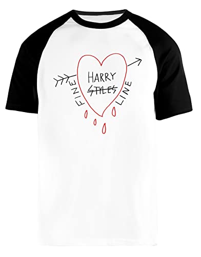 Harry Fine Line Heart Hombres Mujeres Unisexo Béisbol Camiseta Blanco Negro Corto Mangas Largas Men Women Unisex Baseball T-Shirt White XL