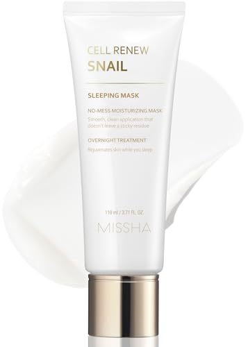 Image of MISSHA Cell Renew Snail Sleeping Mask, 3.71 Fl oz I Korean Overnight Face Mask with Snail Slime Extract for Acne Scars, Wrinkles, Redness & Dull Skin