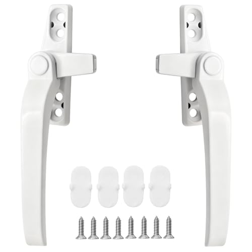 2 Pcs Cockspur Window Handles, Right/Left Hand Replacement, Universal White Handles for UPVC Windows, Sliding Doors, Double Glazing Windows, Ambidextrous Design for Window Repair & Replacement