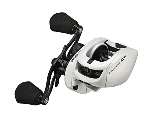 13 FISHING - Concept C2 - Low-Profile Baitcast Fishing Reel - 7.5:1 - Right Hand Retrieve (Fresh+Salt) - C2-7.5-RH White