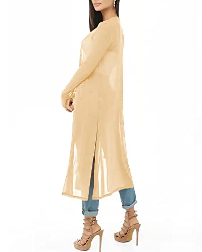 Image of Womens Sexy Sheer Long Sleeve Cardigan See Through Mesh Cover Up