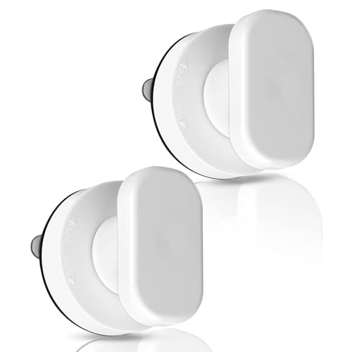 Xiciki Lot de 2 Poignée de Porte à Ventouse, Poignée Baie Vitrée Avec Forte Ventouse, Pour Verre de Salle de Bain Armoire Tiroir, Blanc