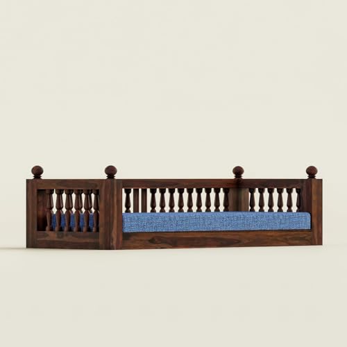Image of Wooden Swing for Balcony | Sheesham Wood 3 Seater Jhula with Cushion, Heavy Duty Hanging Sofa Bench for Living Room, Indoor Traditional Indian Wooden Swing | Walnut Finish