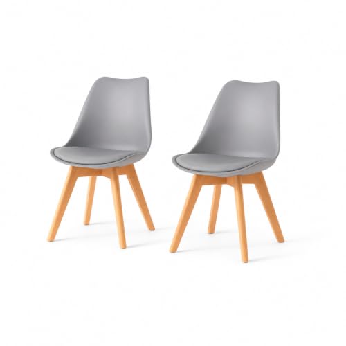 MUNDO IN MUEBLES Set 2 Sillas Frankfurt Eames Comedor Acolchadas Gris