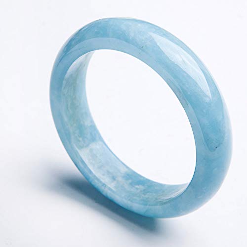 Genuine Natural Blue Aquamarine Clear Crystal Stretch Round Bracelet Bangle 53Mm Aaaa #TOP2