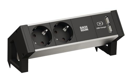 Bachmann Desk2 - Caricatore Usb, 2 Contatti Di Protezione, In Alluminio, Colore: Nero