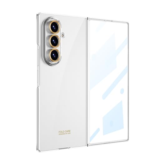 COQUE étui pour Galaxy Z Fold 7, Housse Soyeux Ultra-Fin avec Film en Verre trempé pour écran Avant, Pliable pour Samsung Galaxy Z Fold 7 5G-Transparent