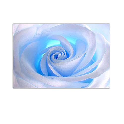 Startonight Glass Wall Art - White Blue Rose - Modern Acrylic Glass Artwork 24 x 36 Inches