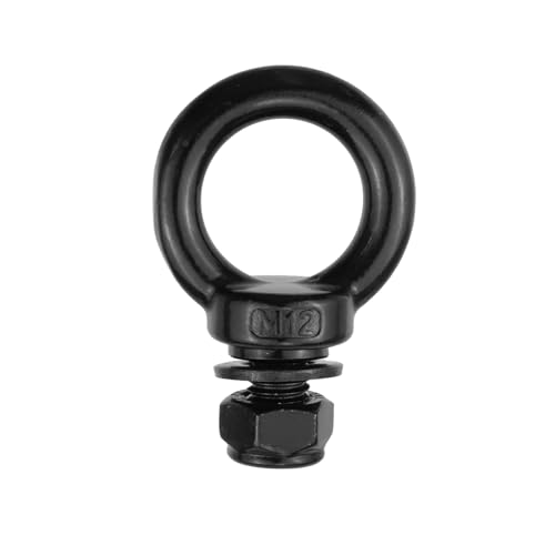 Image of Antrader Lifting Shoulder Eye Bolts,Stainless Steel Machinery Shoulder Lifting Eye Bolt with Lock Nuts,Lock Washers, Flat Washers,M12,Black (4 Sets)