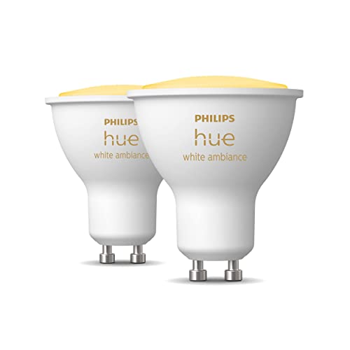 Image of Philips Hue White Ambiance 2-Pack LED Smart GU10 Bulb, Bluetooth & Zigbee Compatible (Hue Hub Optional), Voice Activated with Alexa