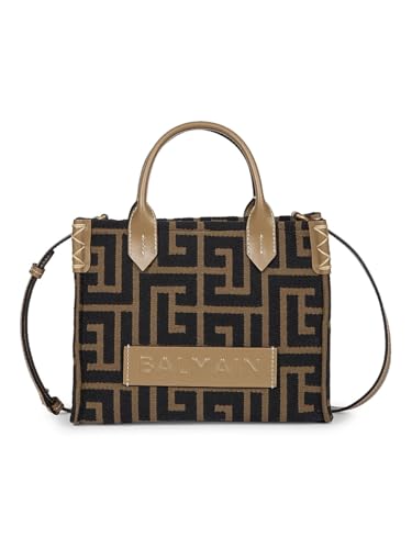 Balmain, B-Army Jacquard & Leather Shopper Tote Bag, Khaki Black