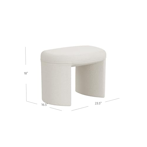 Image of HomePop 24 inch Quinn Modern Ottoman - Cream White Boucle