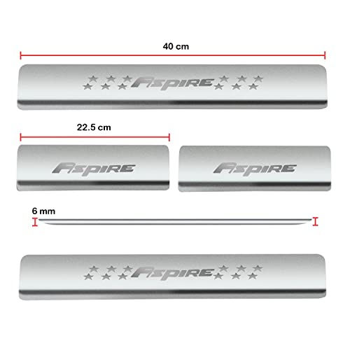 Image of AC Door Sill /Foot Step Stainless Steel Scuff Plate Plates Compatible with Ford Aspire (Set of 4 Pcs)