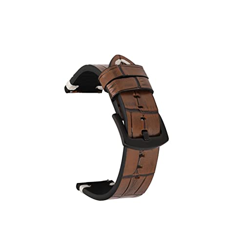 NBCNZCTSAS Watchband Oil Wax Correa de cuero Mujeres Pulseras de cuero de vaca 20 mm 22 mm Accesorios de reloj for Samsung Fit For Huawei(Brown,22mm)