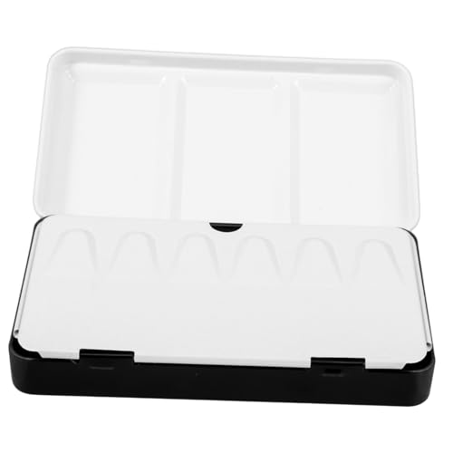 BEBEMOKO Iron Watercolor Palette Tin Empty Case for Solid Watercolor Pans Portable Paint Mixing Tray for Artists Fits Half Pans Full Pans Sleek Black Design for Travel