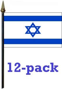 12-pack Israel Flag 4" x 6" 100% fine grade polyester. Made in USA! (Israel)