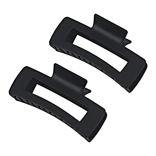 Black Hair Claw Clips for Women Girls Large 4.2 Matte Rectangle Nonslip Jaw Clips for Thick and Thin Hair 2 Packs