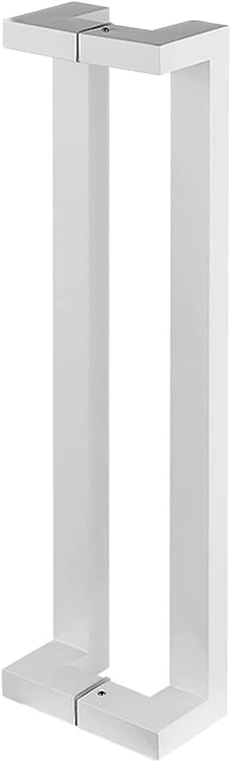 BHGFYXBS Double Sided Barn Door Handle, Commercial Rectangle Flat Shape Stainless Steel Push Pull Door Handles For Glass Door,White-60Cm/24In,White-60cm/24in