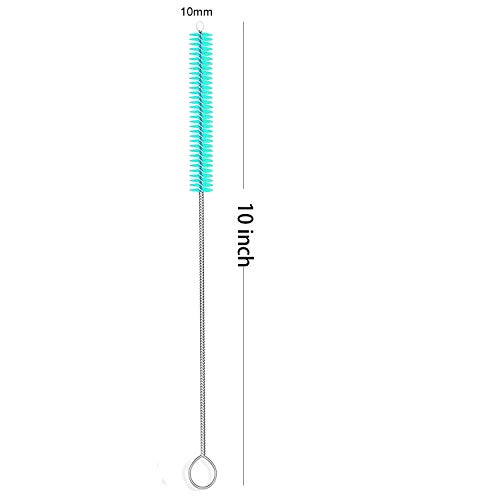 Image of Long Straw Brush Cleaner (10 Pack), Flexible Nylon Tube Cleaning Brushes with 0.4 inch Bristles, Rust-Proof Stainless Steel Wire Washer for Reusable Tumblers, Sports Bottles & Pipes (10 Inch)
