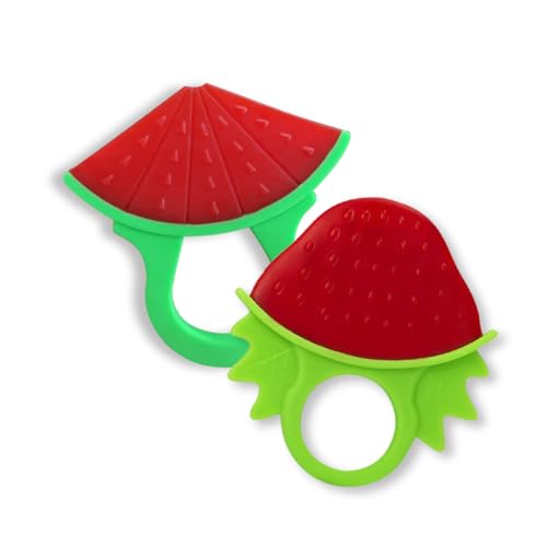 Image of Infantso Non-Toxic Food-Grade Soft Silicone Baby Teether (Watermelon and Strawberry)