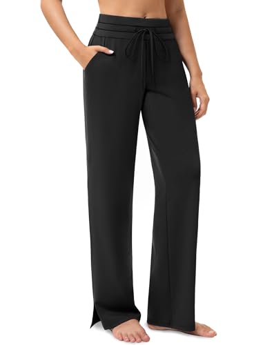 Yoga Pants Women Wide Leg Pants with Pockets Drawstring High Waist Stretch Dress Pants Lounge Sweatpants 29