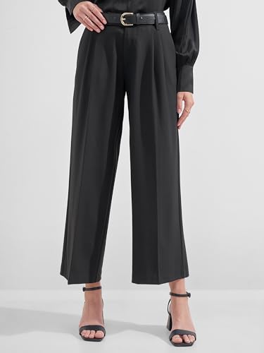 Image of Tokyo Talkies Wide Leg Relaxed fit Korean Pants |Ultra Soft|High Rise Pleated Trousers |Workwear|Formal All Day wear