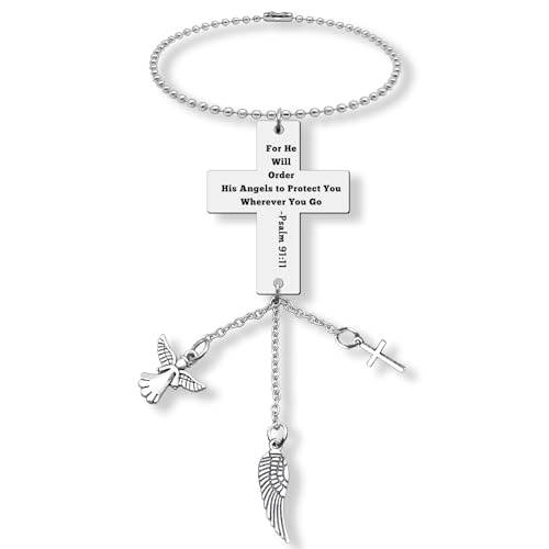 Regalo religioso per cristiano cristiano ornamento da appendere per auto Bibbia Versi Ornamenti da appendere Ciondolo per auto per veicolo domestico Fede religiosa Regali per donne uomini Scrittura