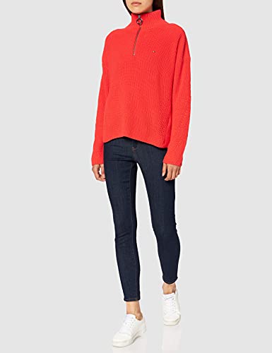 Tommy-Hilfiger-Damen-Hayana-Zip-Up-High-nk-Sweater-Pullover