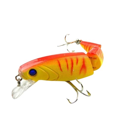SUPVOX Señuelo De Pesca Articulado 3 Secciones Cebo Artificial Swimbait para Pesca De Lubina Y Trucha En Agua Dulce Y Salada con Ojos 3D Y Ganchos Triples