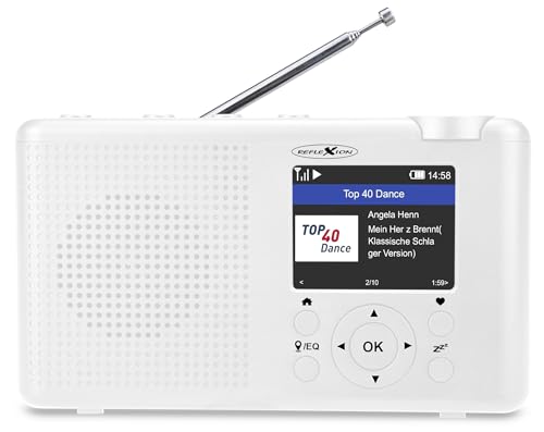 Reflexion TRA23I/WH, Tragbares Internet- Radio mit Internet- UKW- DAB-/DAB+ Radio (16 Watt) Farbdisplayanzeige, Netz- und Batteriebetrieb, 99...