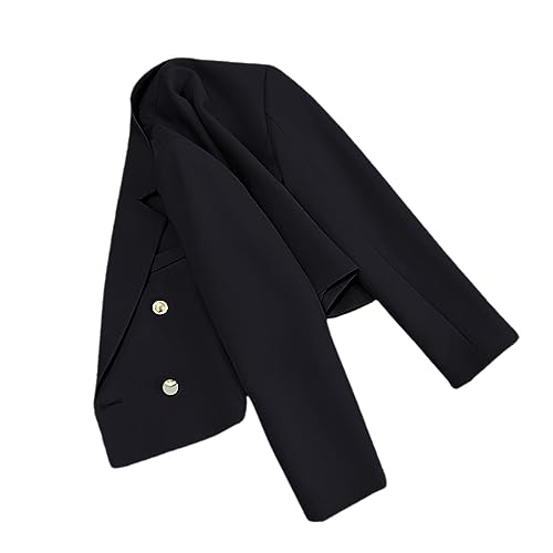 Women's Double Breasted Blazer Button Long Sleeve Fashion Business Casual Short Casual Suit Jacket3