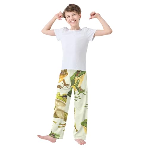 ZZXXB Lovely Frog Boys Long Pants Soft Trousers Elastic Waist Kids Lounge Bottoms with Pockets S-XL2