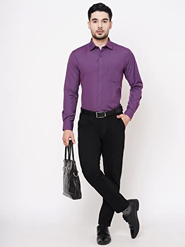 Image of MARKRICH Men's Textured Slim Solid Stylish Cotton Shirt Crafted with Comfort Fit Everyday Buttoned Single Pocket Design |Spread Collar & Full Sleeves for Formal & Casual Wear