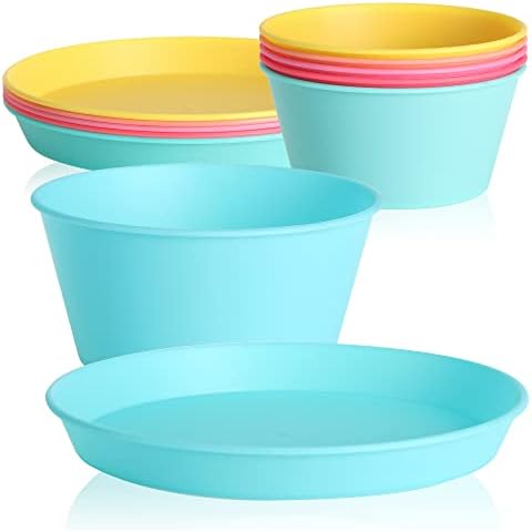com-four® 12-teiliges Geschirr-Set - wiederverwendbares Mehrweggeschirr aus Kunststoff Cover