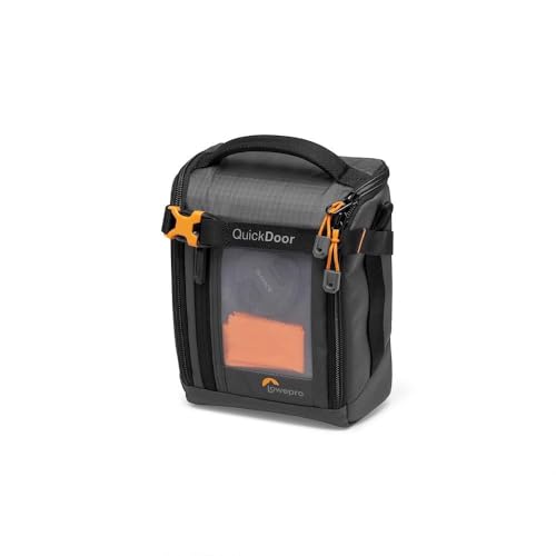 Lowepro GearUp Creator Box Medium II, Bolsa para Cámara sin Espejo y Réflex Digital, con Aacceso Rápido, Hecha de Telas Recicladas, Divisor Interior Acolchado de Color Naranja, Gris