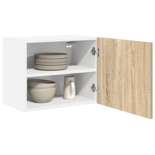 Vidaxl Mueble Colgante Con Estante Riga Roble Sonoma Y 50 X 31 X 40 Cm, Amplio Almacenamiento, Armario De Cocina Resistente, Organizadores Modernos Para Optimizar El Espacio