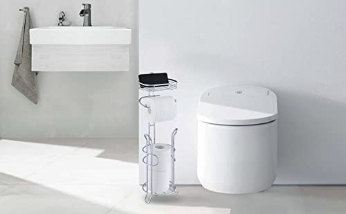 Sunnypoint Bathroom Heavyweight Toilet Tissue Paper Roll Storage Holder Stand With Reserve And Shelve, The Reserve Area Has Enough Space To Store Mega Rolls. (Chrome) #TOP3
