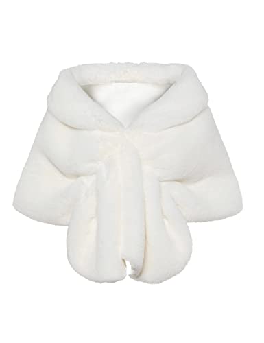 Châle en fausse fourrure femme blanc Small pour ne plus avoir froid en robe