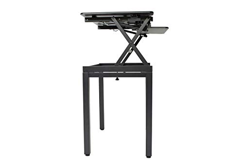 Rocelco 46" Large Height Adjustable Standing Desk With Floor Stand And Triple Monitor Mount Bundle | Quick Sit Stand Up Tabletop Riser | Retractable Keyboard Tray | Black (R Dadrb-46-Fs-Dm3) #TOP5