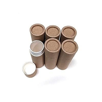 Empty Cardboard Deodorant Containers - 0.5 oz (15g) Push-up style, top-fill, reusable and biodegradable (6-Pack)
