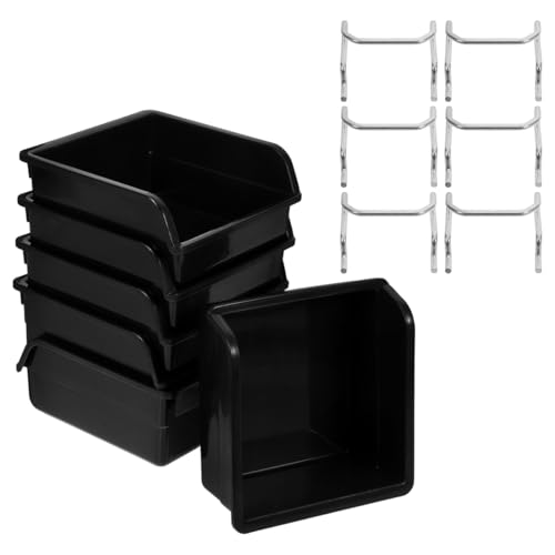 CLISPEED Contenedores Para Tableros Perforados Con Ganchos 6 Juegos Cestas De PláStico Para Almacenaje Organizador De Taller Y Garaje 10X10X1.8 Pulgadas