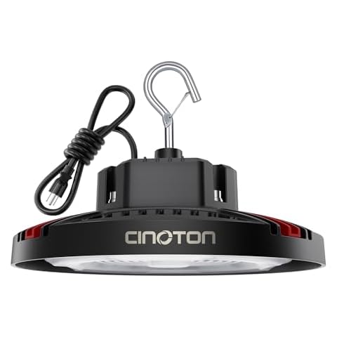 CINOTON 160W LED High Bay Lights with US Plug, 24000LM High Bay LED Shop Light, 120V UFO LED High Bay Light for Garage Workshop Barn Warehouse, Commercial Bay Lighting UL Listed 5000K-Daylight 1 Pack Cover