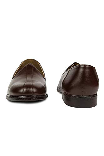 Image of Liberty Fortune NAGRA Non Lacing Loafers for Men - Black & Brown - Synthetic Leather Slip-On with Cushioned Footbed - Stylish Office & Wedding Footwear - Comfortable and Lightweight